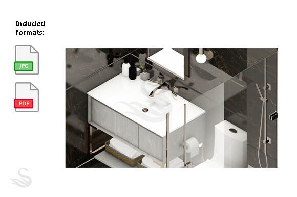 Download Black Powder Room Interior Perspective - Premium Resources